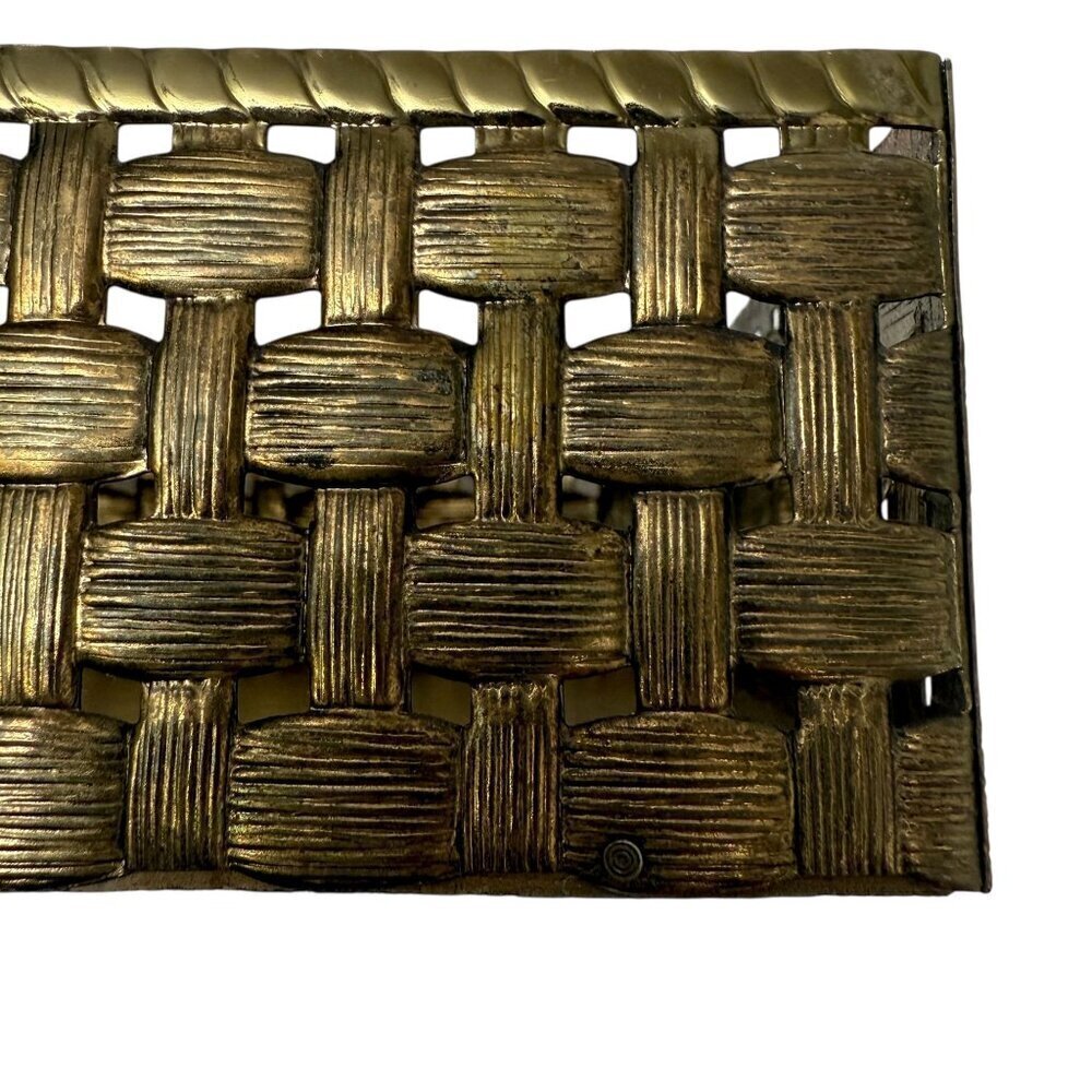 Vintage Tissue Box Holder Stylebuilt Metal Basket Tray Goldtone Bath Accessory - Picture 3 of 10